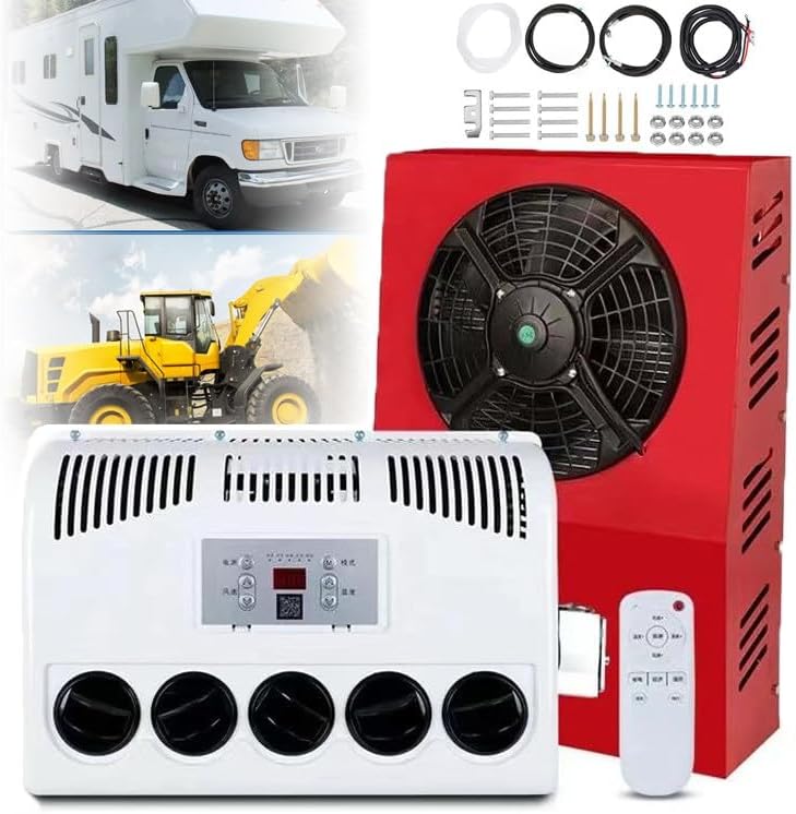 Ar condicionado, Generisch, 850 W, 12 V, 24 V, com comando à distância, Branco / Vermelho / Preto, para uso diário