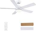 Ventoinha de teto com luz, CJOY, Deckenventilator, 107cm, 4.2W, 7.2W, 11.3W, 15.4W, com comando à distância, com temporizador, madeira, Branco / Holz