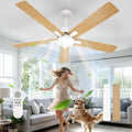 Ventoinha de teto com luz, Comely, Deckenventilator, 132cm, 38,6W, 52 ', madeira, metal, Branco / Holz, para uso diário