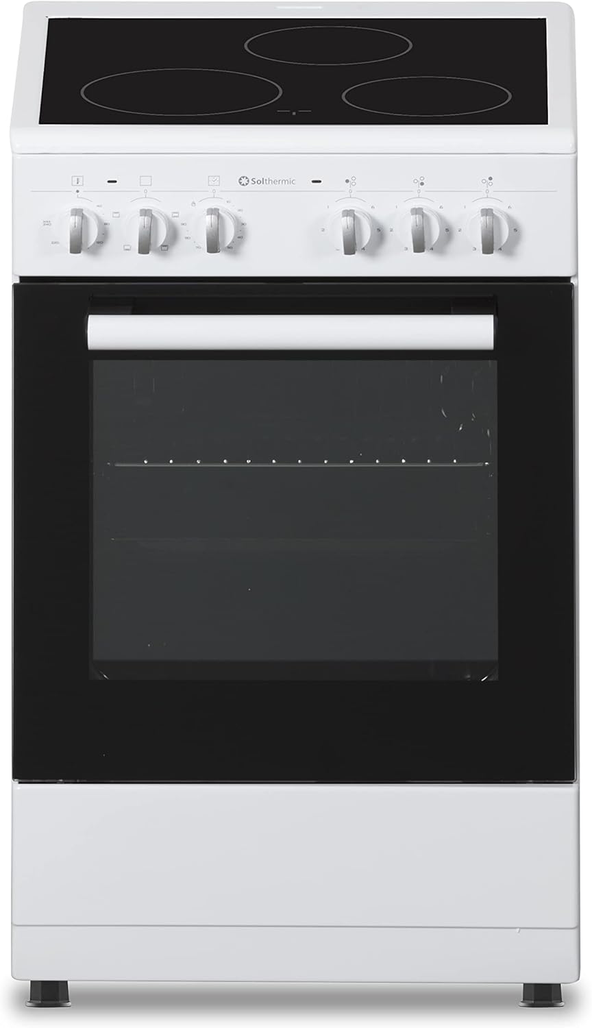 Fogão independente, SOLTHERMIC, VTC50BLANCA, 50 cm, 48 L, 20,3 kg, 4 programas, com temporizador, vidro, Branco, para a cozinha