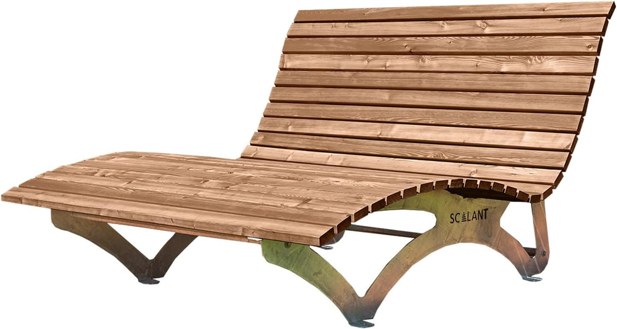 Espreguiçadeira, SCALANT, 99 cm, 190 cm, 90 kg, 36 cm, 156 × 150 × 99 cm, madeira, Castanho, para uso diário