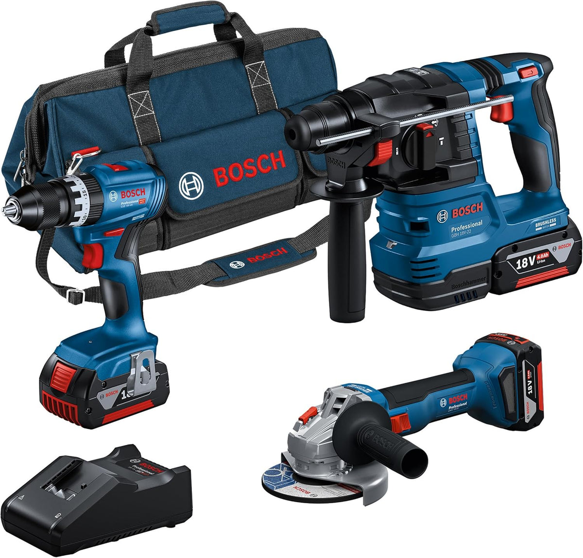 Bosch, Ferramenta elétrica, Professional, 18V, 4.0Ah, com bateria, com carregador, Azul / Preto, para trabalhos de manutenção