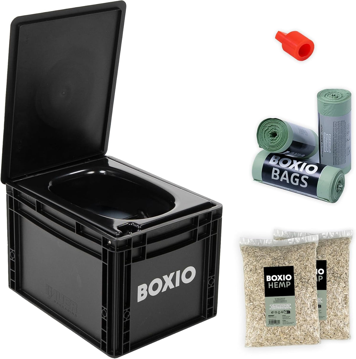 Sanita de campismo, BOXIO, 5l, Preto / Verde / Vermelho, para uso diário