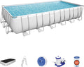 Piscina com estrutura metálica, Bestway, Power, 132 cm, 732 × 366 × 132 cm, 30.045 l, 9.463 L/h, 240 V, Branco / Azul, para utilização no exterior