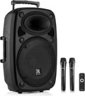 Coluna de som, Vonyx, Verve46, 1000 W, 7.2 Ah, classe D, com comando à distância, com rodas, tecido, Preto, para uso diário