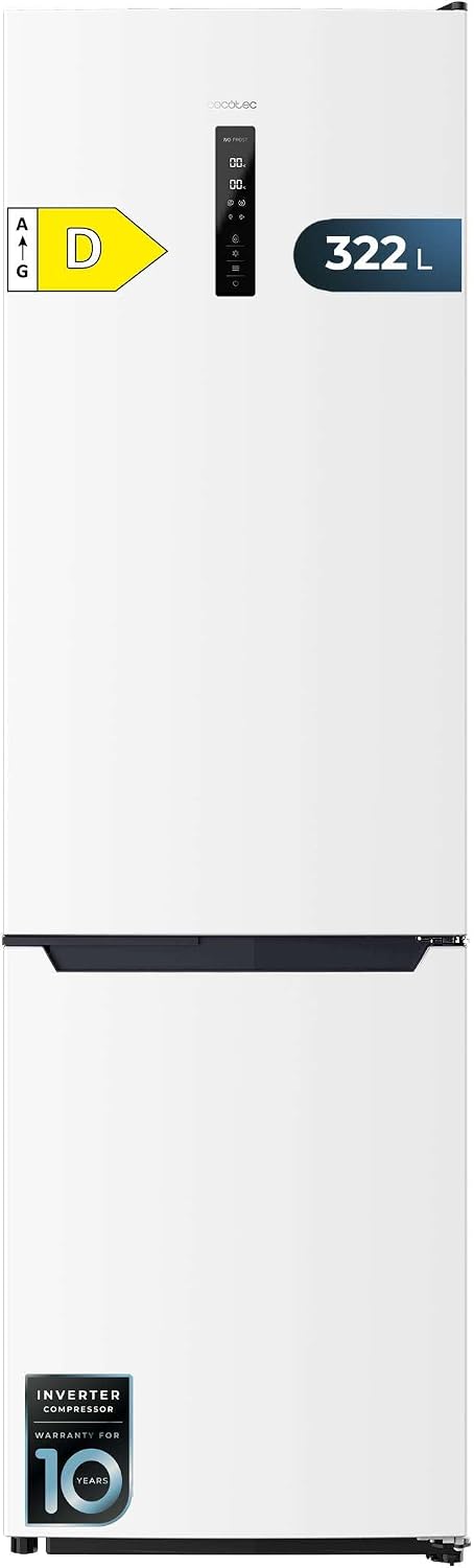 Frigorífico combinado, Cecotec, Kombi-K, 322 l, 185 × 60 cm, Branco, para uso diário