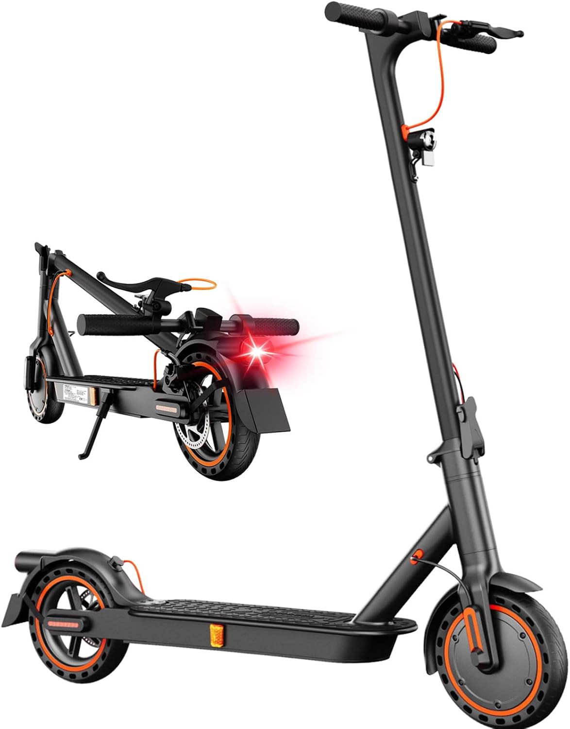 Trotinete elétrica, TODIMART, 500W, 20 km/h, dobrável, Preto / Laranja, para uso diário