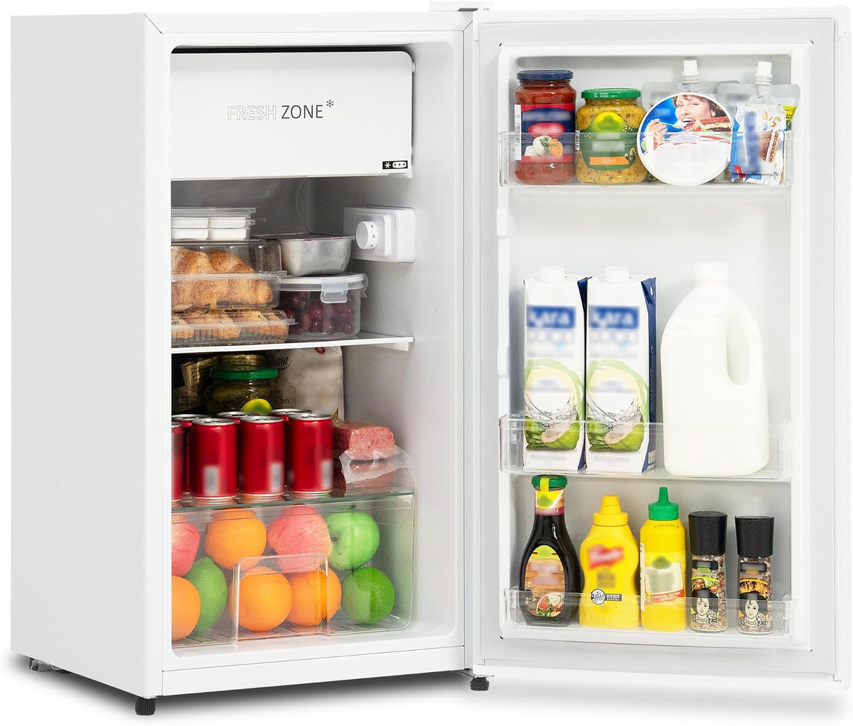 Minifrigorífico, SMETA, Mini-k, 90L, 230V, 39dB, 47 × 44,5 × 83,5Cm, Branco, para uso diário