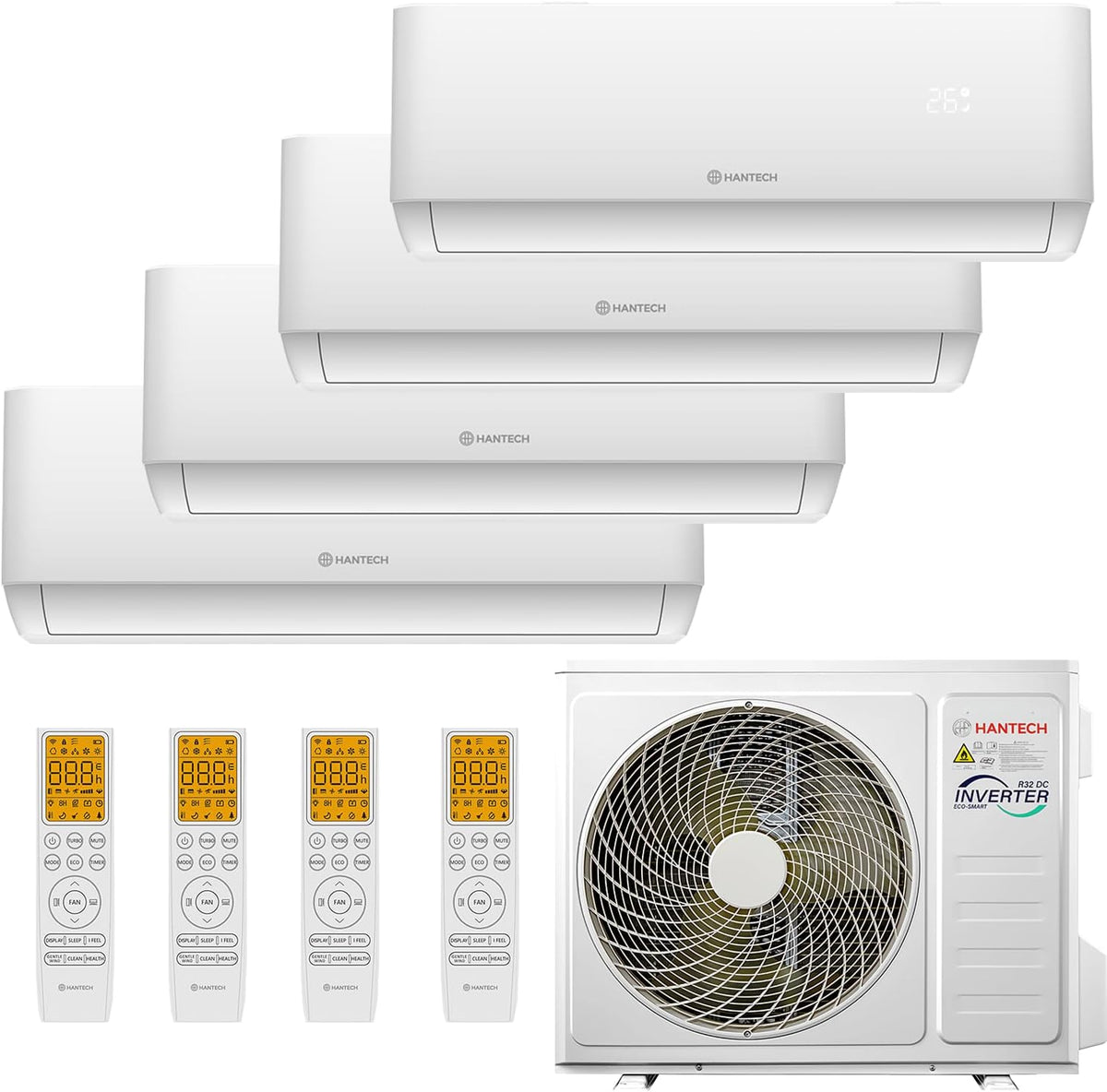 Ar condicionado split, HANTECH, Multisplit, classe energética A++, classe energética A+, com temporizador, com função de autolimpeza, Branco