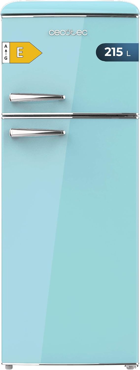 Minifrigorífico, Cecotec, Retro-K, 215 L, 148,2 cm, 55,2 cm, 62,1 cm, com iluminação LED, plástico, Azul, para uso diário