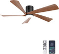 Ventoinha de teto com luz, Ohniyou, Deckenventilator, 132 cm, 52 ', 30 dB, 6 níveis, com iluminação LED, com comando à distância, Walnuss / Preto