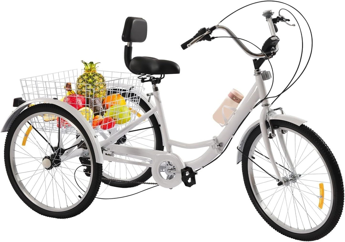 Veículo infantil a pedais, Kcolic, 7 Velocidades, 140 kg, 10 cm, dobrável, com iluminação LED, com rodas, aço, Branco, para uso diário