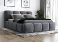 Cama, A&J MöbelLand, Polsterbett, 15cm, 180 × 200 cm, com colchão, DunkelCinzento, para o quarto
