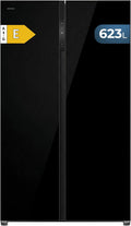 Frigorífico combinado, Cecotec, Side-by-Side, 623 L, 25 L, com iluminação LED, Preto, para uso diário