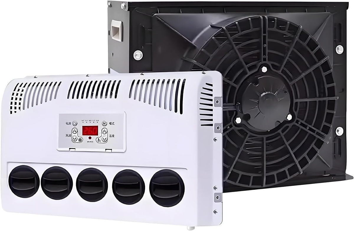 Ar condicionado portátil, NYANS, 12V/24V, 12V, 24V, 850 W, 2400 W, 50 A, com comando à distância, Branco / Preto, para uso diário