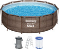 Piscina com estrutura metálica, Bestway, 56709-GS18, 9150 L, 100 cm, 366 × 366 × 100 cm, 366 × 100 cm, aço, ratã, Castanho / Azul