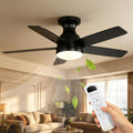 Ventoinha de teto com luz, OZEANOS, 112 cm, 44 ', 33W, 35 dB, 6 níveis, com iluminação LED, com comando à distância, com temporizador, Preto