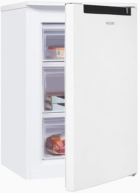 Congelador vertical, Exquisit, Gefrierschrank, 87 l, 85,5 cm, 40 dB, altura regulável, regulável, com rodas, Branco, para uso diário