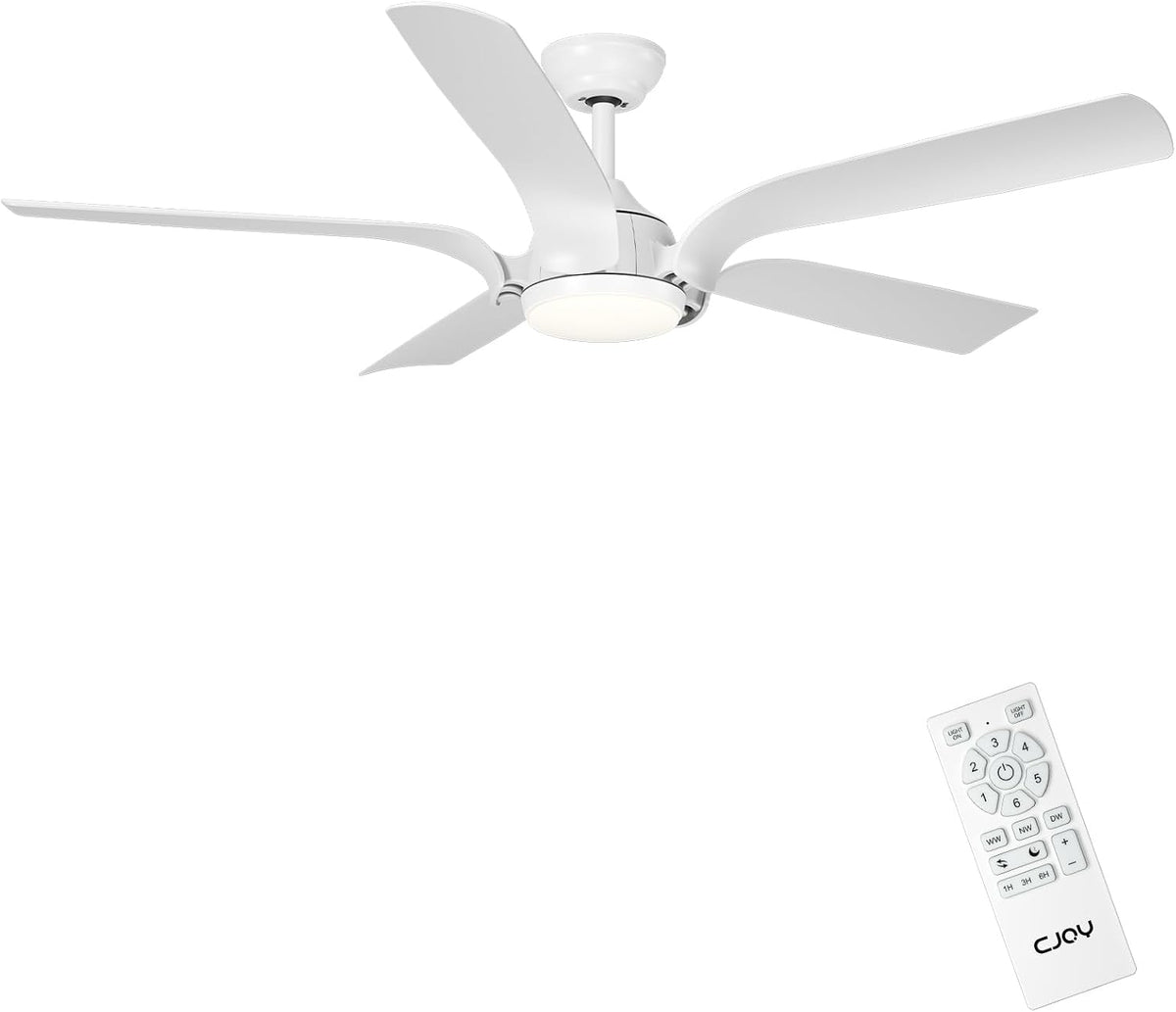 Ventoinha de teto com luz, CJOY, Deckenventilator, 142cm, 4,9 W, 86 U/min, 9 W, 103 U/min, com comando à distância, com temporizador, Branco