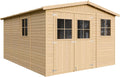 Abrigo de jardim, TIMBELA, M336, 324 × 416 cm, 226 cm, 1 a, 2 mm, 17 mm, 5 L, madeira, Natural, para jardim e exterior