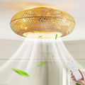 Ventoinha de teto com luz, MiiR, Deckenventilator, 60 W, com iluminação LED, com comando à distância, com temporizador, Bege, para uso diário