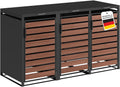 Abrigo para contentores, STEELSØN, Kestra, 240L, aço, madeira, GraphitPreto / Nußbaum, para utilização no exterior
