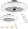 Ventoinha de teto com luz, Fiqops, 3000K-6500K, 80W, 3 níveis, com comando à distância, com temporizador, com controlo por aplicação, Branco