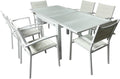 Conjunto de jardim, MOMMA HOME, com 6 cadeiras, aço, alumínio, Branco, para jardim e exterior