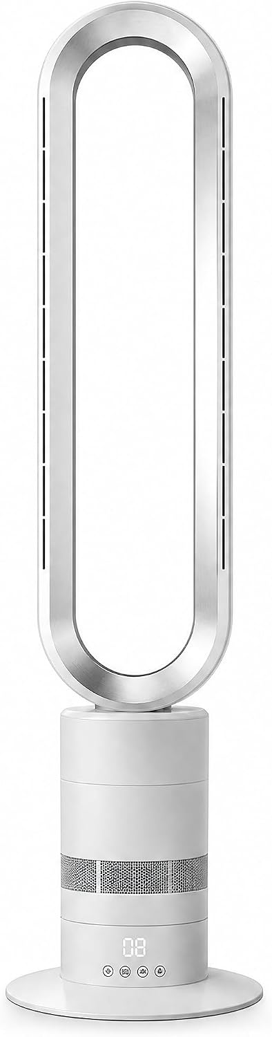 Ventoinha de torre, Eduzita, H601, 800 L, 31,6 kg, 10 velocidades, com comando à distância, com temporizador, Branco, para uso diário