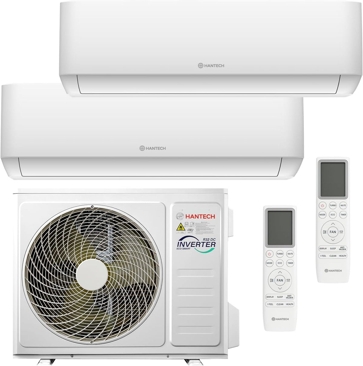Ar condicionado split, HANTECH, Multisplit, classe energética A++, com temporizador, com função de autolimpeza, com controlo por aplicação, Branco